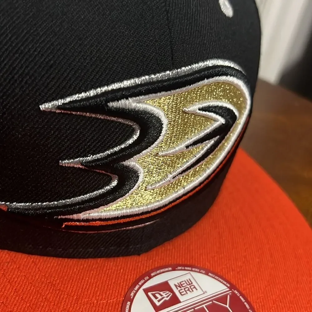 🔥🏒 Anaheim Ducks NHL Hockey Retro Logo Black/Orange New Era Snapback Hat - NEW